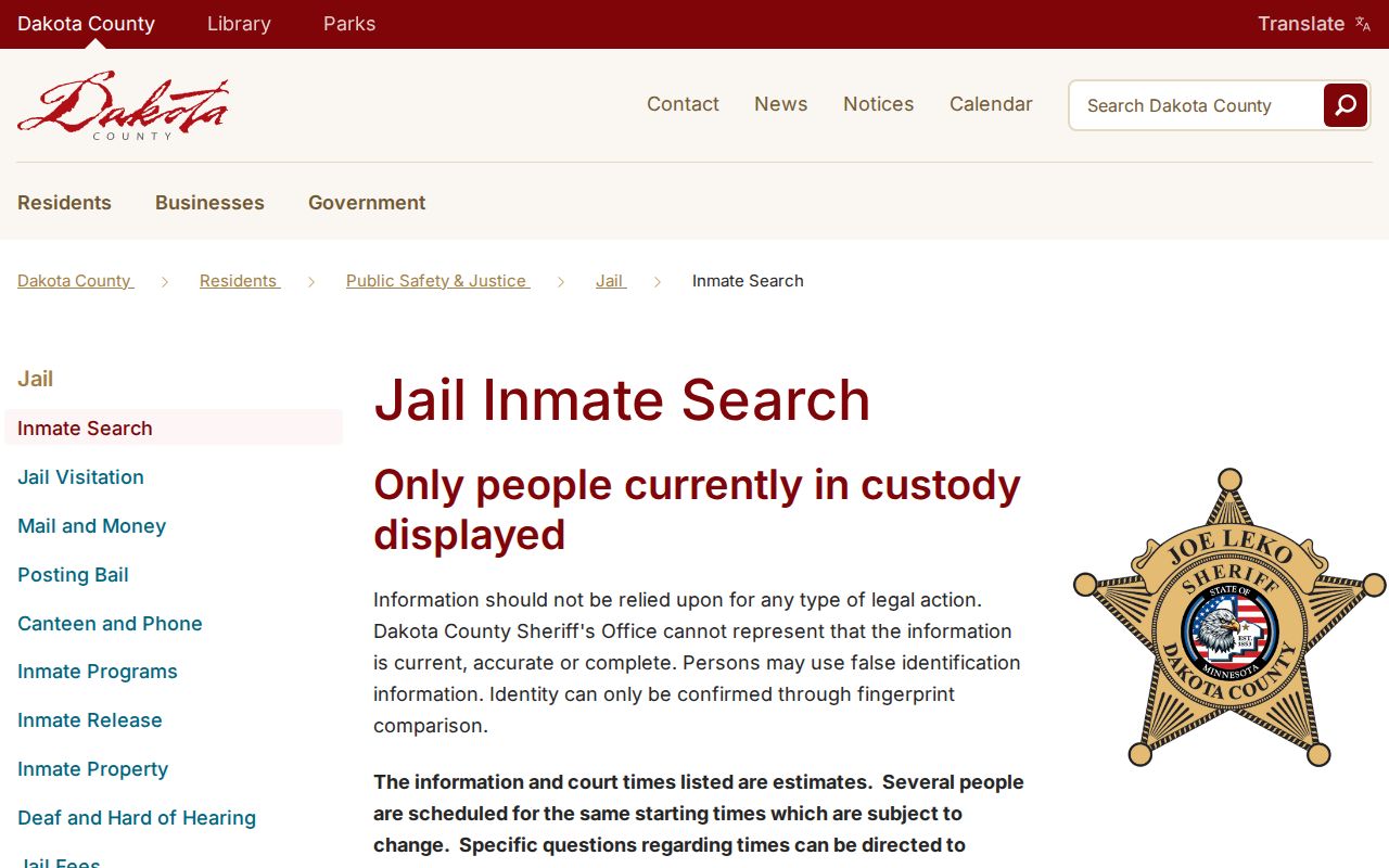 South St. Paul residents directory Dakota County current custody search