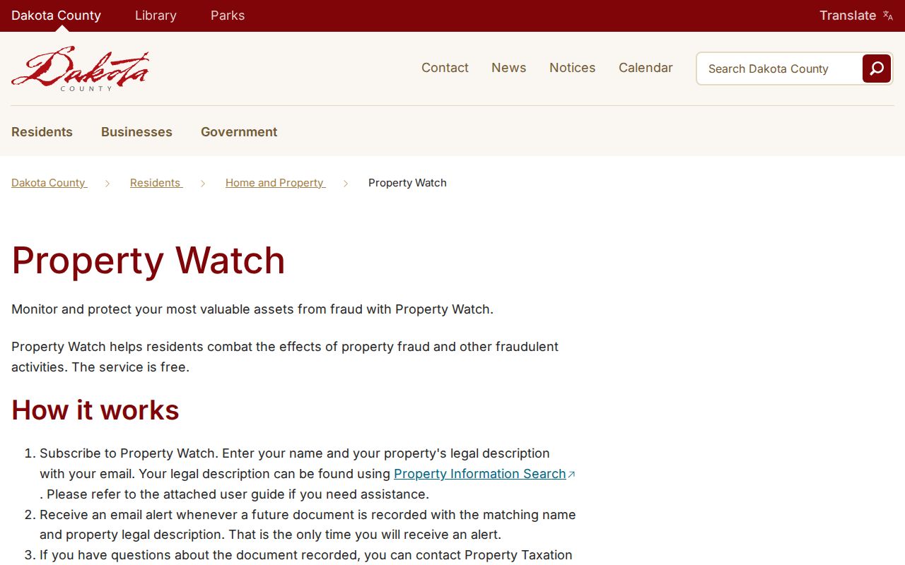 South St. Paul previous residents research with Dakota County Property Watch